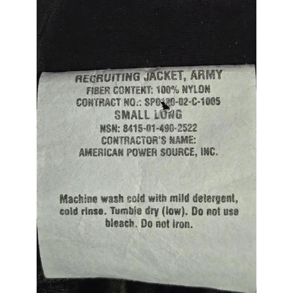 US Army Recruiter Jacket Small Long Black Yellow Lightweight Windbreaker #P80p